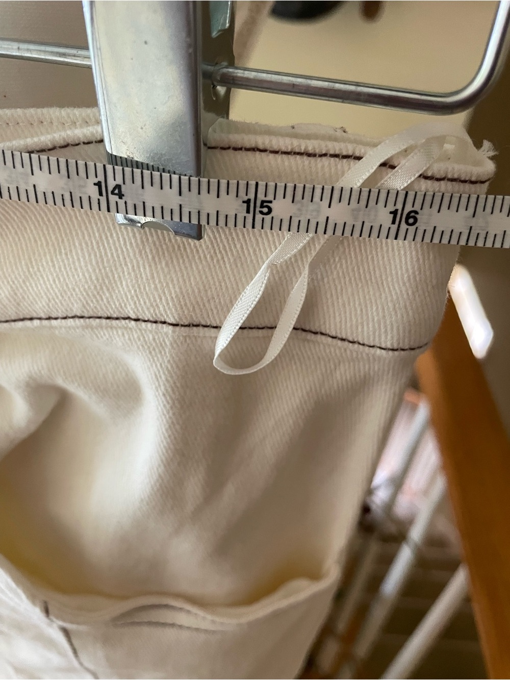 EUC-Canvas Cream Flared Maxi Skirt Set with Contrast Topstitching - Picture 10 of 12